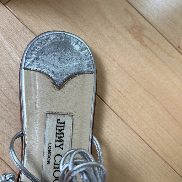 Jimmy Choo Silver Glitter Sandals - Picture 5 of 7